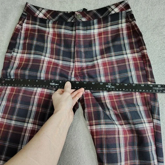 Tommy Hilfiger Plaid Wide Leg Pants - Red, White, Black - Picture 7 of 12